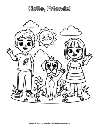 Coloring page preview: Hello Friends