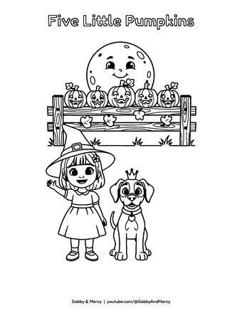 Coloring page preview: Five Little Pumpkins