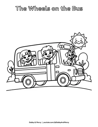 Coloring page preview: Wheels on the Bus